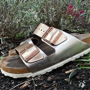 Birkenstock Bronze Slide Sandals
